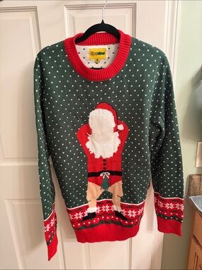 Tipsy Elves Green and Red Santa Crewneck Sweater